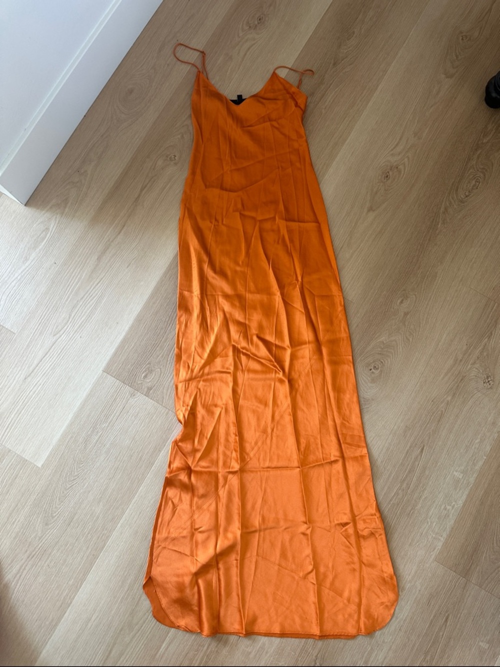 Satin Slip Maxi Dress - Orange